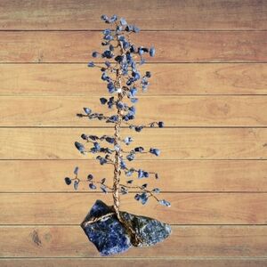 🛑SOLD 🛑HANDMADE Lapis Lazuli And Brass Tree Sculpture On Stone